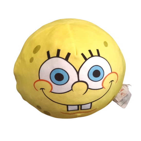 Nickelodeon SpongeBob SquarePants Cuddly  Yellow Round Plush Cloud Pillow 12in - Picture 1 of 10